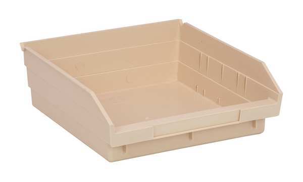 Quantum Storage Systems 50 lb Shelf Storage Bin, Polypropylene, 11 1/8 in W, 4 in H, 11 5/8 in L, Ivory QSB109IV