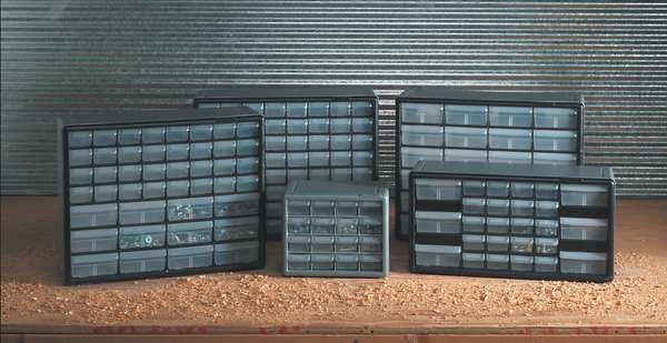 Akro-Mils Steel Drawer Bin Cabinet 17 inW x 11 Ind x 11 inH 15 Drawers Gray 19715
