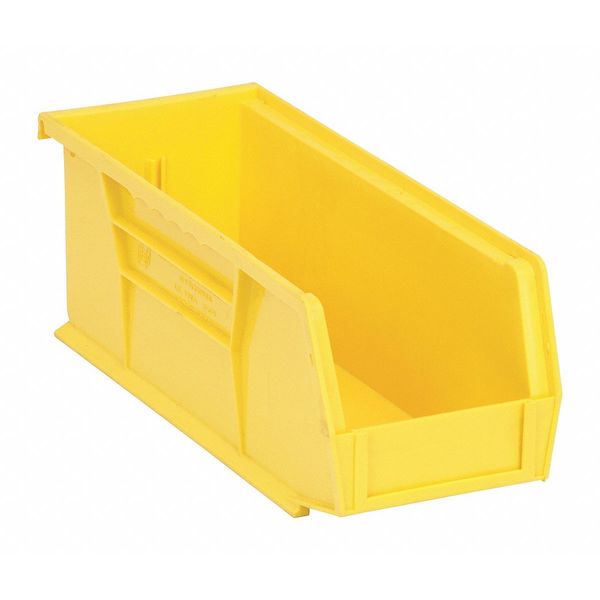Quantum Storage Systems 30 lb Hang & Stack Storage Bin, Polypropylene, 4 1/8 in W, 4 in H, 10 7/8 in L, Yellow QUS224YL