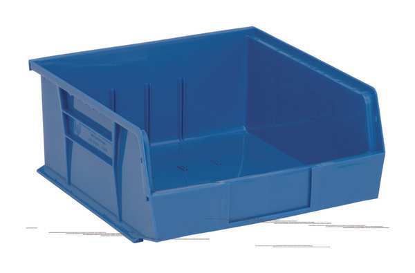 Quantum Storage Systems 50 lb Hang & Stack Storage Bin, Polypropylene, 11 in W, 5 in H, 10 7/8 in L, Blue QUS235BL