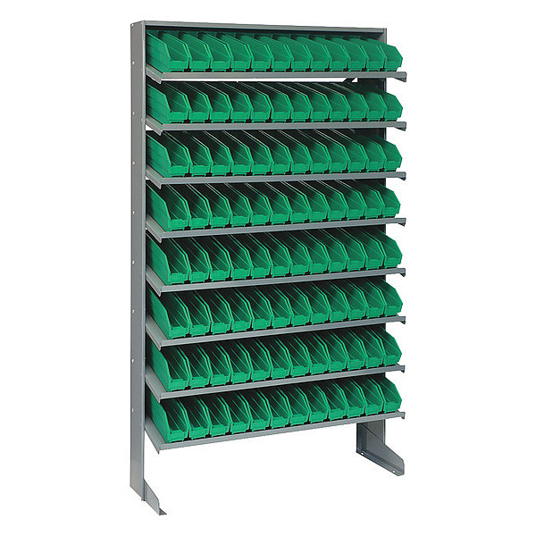 Quantum Storage Systems Steel Pick Rack, 36 in W x 60 in H x 12 in D, 8 Shelves, Green QPRS-100GN