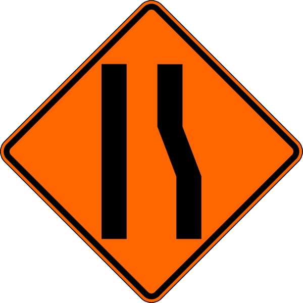 Lyle Right Lane Ends Traffic Sign, 30 in Height, 30 in Width, Aluminum, Diamond, No Text W4-2R-BO-30HA