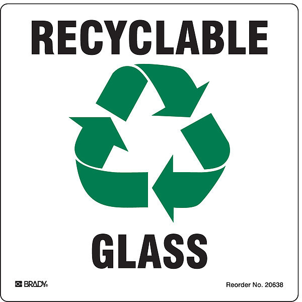 Brady Recycling Label, Recycling Glass, PK5 20638FLS