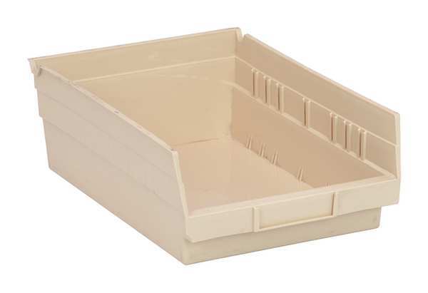 Quantum Storage Systems 50 lb Shelf Storage Bin, Polypropylene, 8 3/8 in W, 4 in H, 11 5/8 in L, Ivory QSB107IV