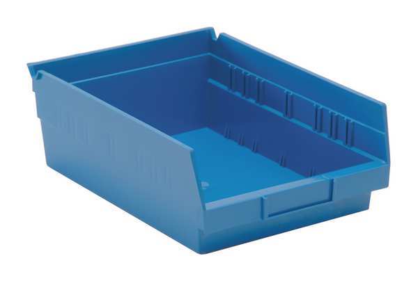 Quantum Storage Systems 50 lb Shelf Storage Bin, Polypropylene, 8 3/8 in W, 4 in H, Blue, 11 5/8 in L QSB107BL