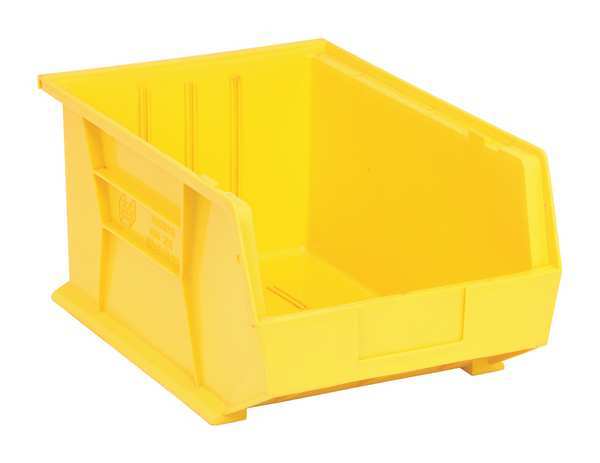 Quantum Storage Systems 75 lb Hang & Stack Storage Bin, Polypropylene, 11 in W, 8 in H, Yellow, 16 in L QUS255YL