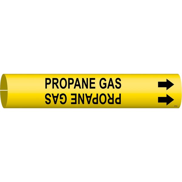 Brady Pipe Marker, Propane Gas, Y, 3/4 to1-3/8 In 4114-A