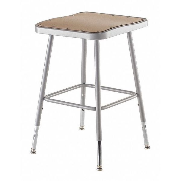 National Public Seating Square Stool, Height Range 19" to 27", Masonite Board Gray 6318H