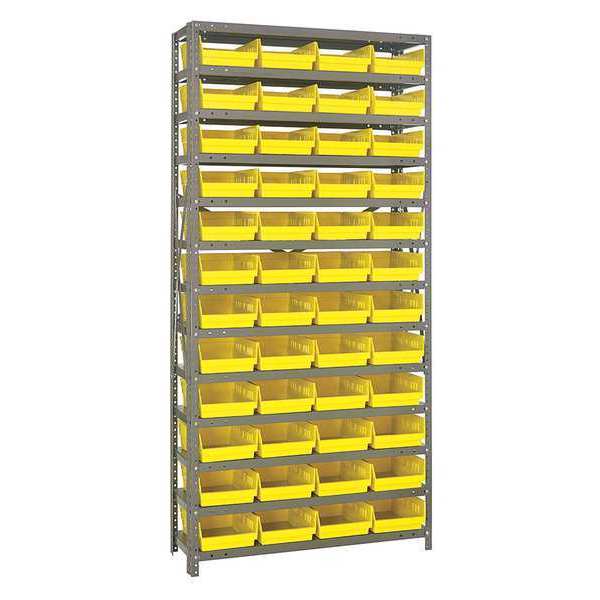 Quantum Storage Systems Steel Bin Shelving, 36 in W x 75 in H x 18 in D, 13 Shelves, Yellow 1875-108YL