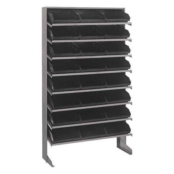 Quantum Storage Systems Plastic Pick Rack, 36 in W x 60 in H x 12 in D, 8 Shelves, Black QPRS-109BK