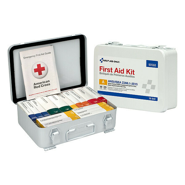 Zoro Select First Aid Kit, Metal, 25 Person 54763