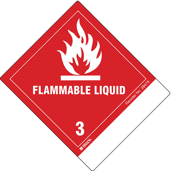 Brady Flammable Liquid Shipping Labels 4-1/2", White, Pk100 28479LS