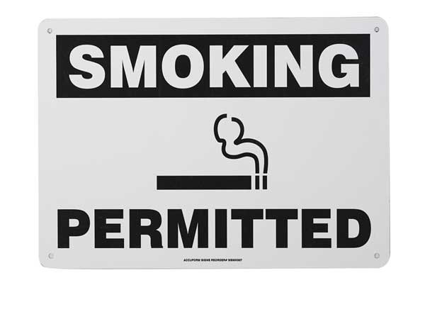 Accuform Smoking Area Sign, 10" H, 14 in W, Rectangle, English, MSMK957VA MSMK957VA