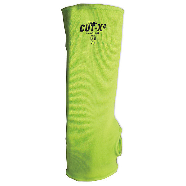 Bdg HiViz Green Cut Resistant Sleeve Thumb Hole, Size 18 99-1-315