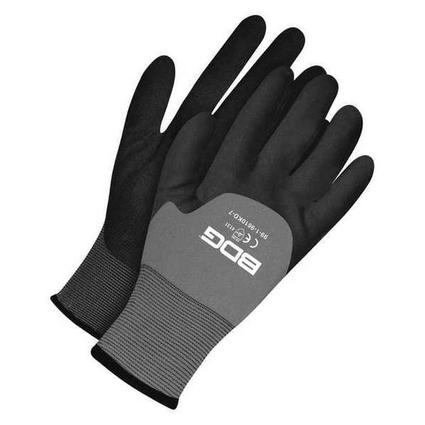 Bdg Seamless Knit Grey Nylon 15G Black Nitrile Foam Knuckle Dip, Size M (8) 99-1-9610KD-8