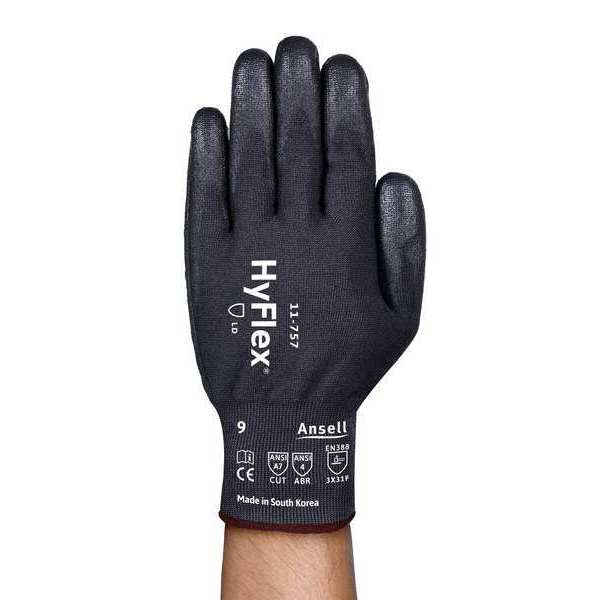 Ansell Cut Resistant Glove, 6, 18G Black, PR 11-757