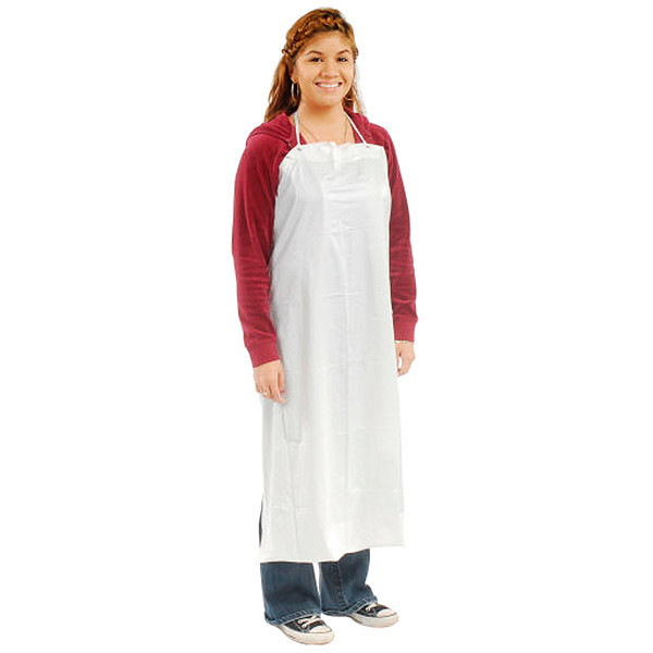 Keystone Safety Bib Apron, Universal, PVC, White, PK72 AP-PVC-6R-3545-WHITE