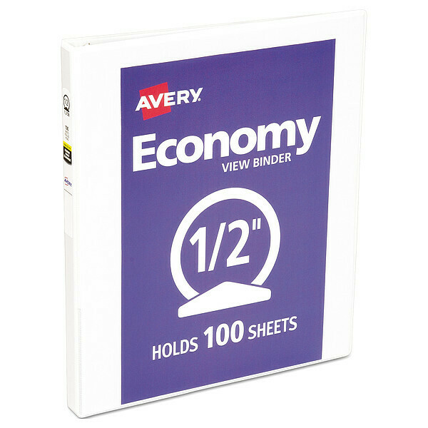 Avery 1/2" Round Economy Binder, White, 11 x 8.5 AVE05706