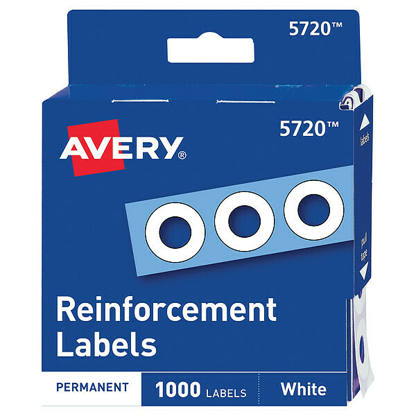 Avery White Hole Reinforcement, PK1000 AVE05720