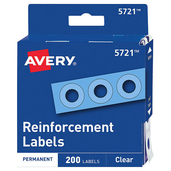 Avery Clear Hole Reinforcement, 1/4", PK200 AVE05721