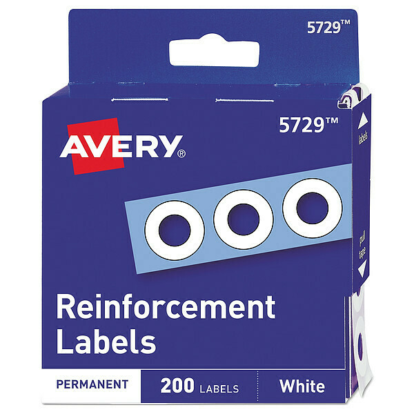 Avery White Hole Reinforcement, 1/4", PK200 AVE05729