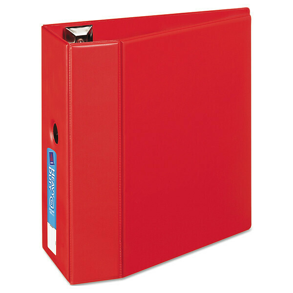 Zoro Select 5" D-Ring Binder, Heavy Duty, Red AVE79586