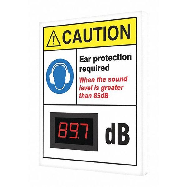 Condor Sound Level Decibel Meter Sign, 12 in Height, 10 in Width, Aluminum, Vertical Rectangle, English 444A68