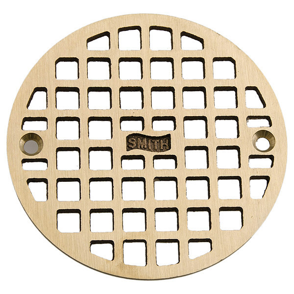 Jay R. Smith Manufacturing Floor Drain Grate, Round with Square Holes, Screw-In, 3-7/8 in Overall Dia, 1/8 in Thick, Bronze A05PBG