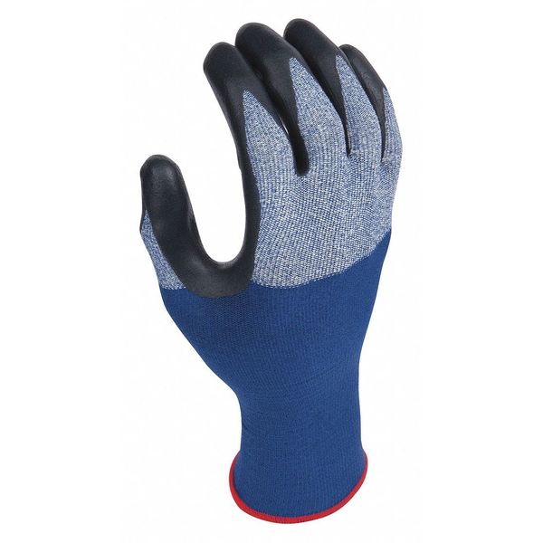 Showa Foam Nitrile Coated Gloves, Palm Coverage, Black/Blue, 7, PR 382M-07