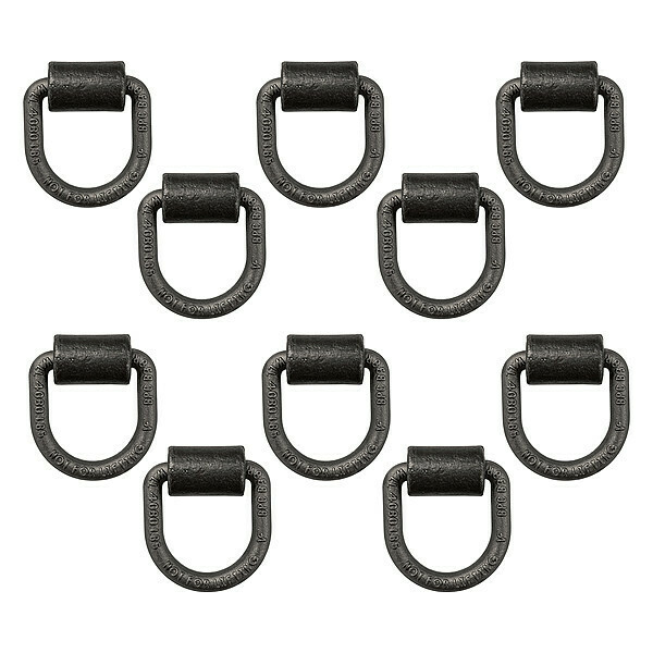 Buyers Products D-Ring, 1/2 in Ring Dia, 2 in Bracket Width, 12,240 lb Cap GVW, 4,080 lb Working Load Limit, 10 PK B38WPKGD10