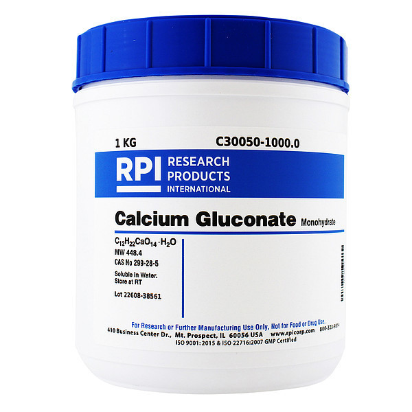 Rpi Calcium Gluconate, Monohydrate, 1kg C30050-1000.0