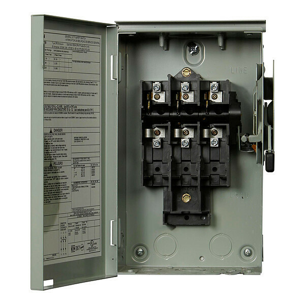Eaton Nonfusible Safety Switch, General Duty, 240V AC, 3PST, 30 A, NEMA 3R DG321URB