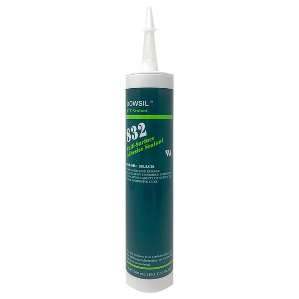 Dow Multi-Surface Sealant, 10.1 oz, Cartridge, Black, Silicone RTV Rubber Base 99180523