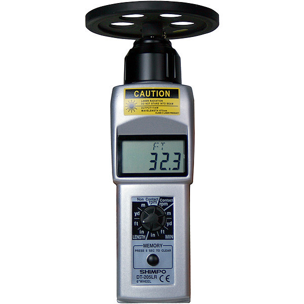 Shimpo Tachometer, 6 to 99,999 rpm DT-205LR-S12