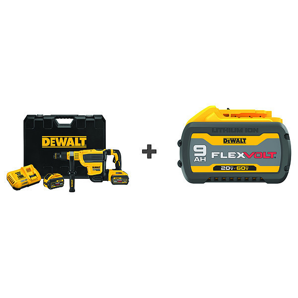 Dewalt Cordless Rotary Hammer Kit, 60V, Battery DCH614X2