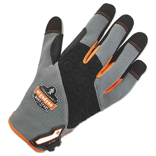Ergodyne Mechanics Gloves, L, Gray, Hex-Stretch Knit 17044