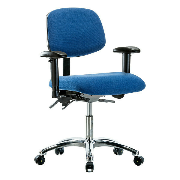 Blue Ridge Ergonomics Fabric Desk Chair, 19" to 24", Adjustable Arms, Blue BR-ESD-FDHCH-CR-T0-A1-EC-ESDBLU