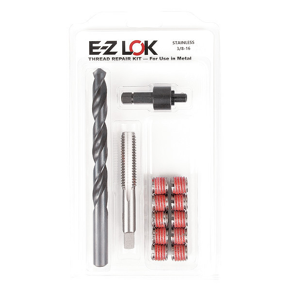 Zoro Select Thread Repair Kit, Self Locking Thread Inserts, 18-8 Stainless Steel, 10 Inserts EZ-303-6