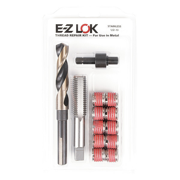 Zoro Select Thread Repair Kit, Self Locking Thread Inserts, 18-8 Stainless Steel, 10 Inserts EZ-303-8