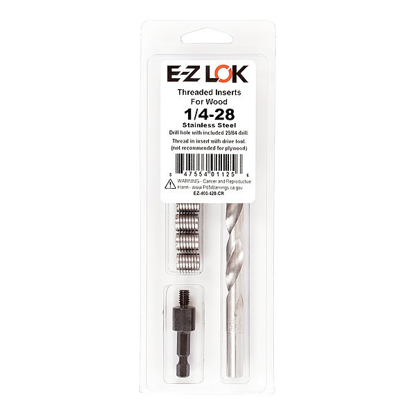 Zoro Select Thread Repair Kit, Knife Thread Inserts, Plain 18-8 Stainless Steel, 6 Inserts EZ-400-428-CR