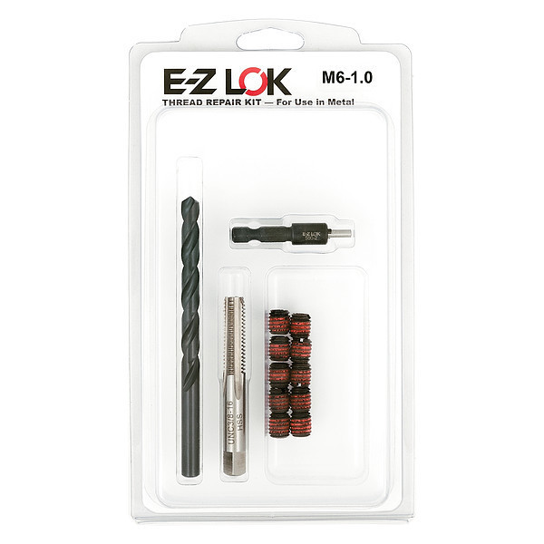 Zoro Select Thread Repair Kit, Self Locking Thread Inserts, Steel, 10 Inserts EZ-450-6