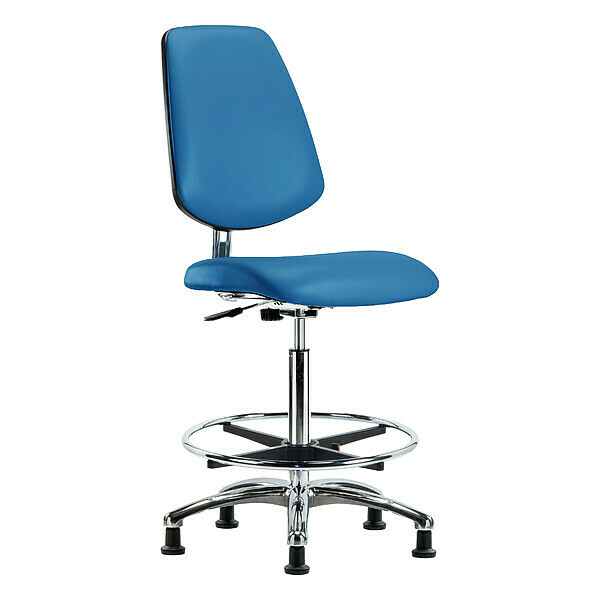 Blue Ridge Ergonomics Vinyl High Bench Chair, 25-3/4" to 35-1/2", Blue BR-ECR-VHBCH-MB-CR-CF-EG-ESDBLU