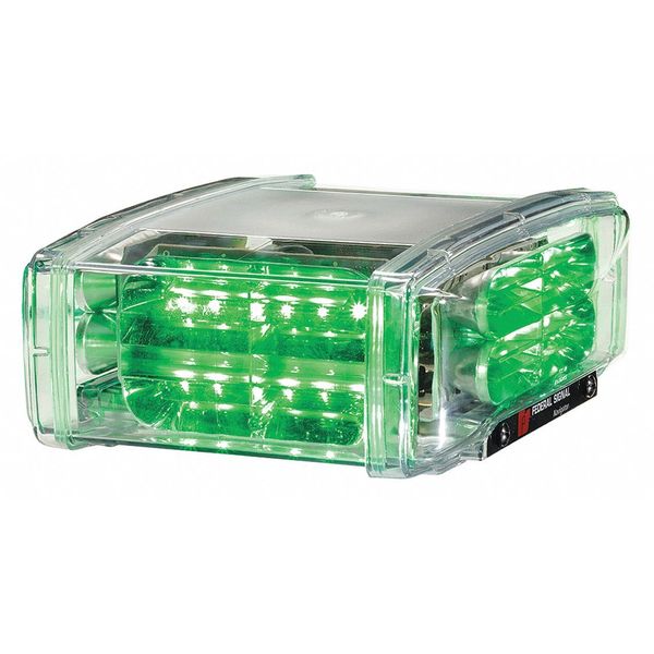 Federal Signal Mini Light Bar, LED, Green, Permanent NVG10-4GF
