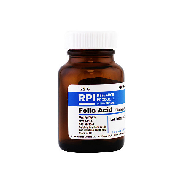 Rpi Folic Acid (Pteroylglutamic Acid), 25g F10560-25.0