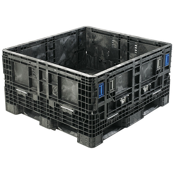 Orbis Black Collapsible Bulk Container, Plastic, 19.3 cu ft Volume Capacity 906031