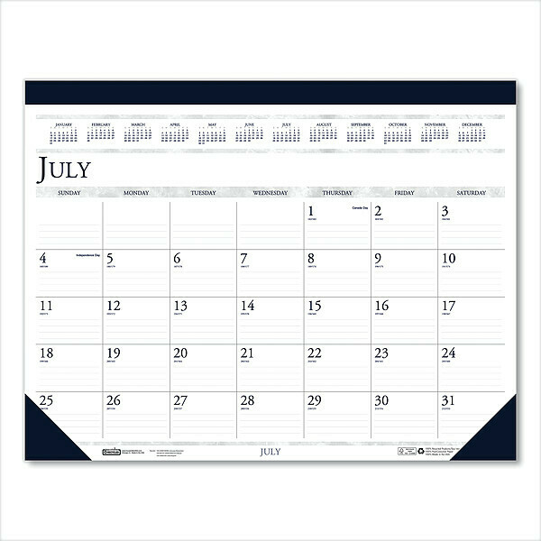House Of Doolittle 22 x 17" Two-Color Dated Monthly Desk Pad Calendar, White HOD155HD