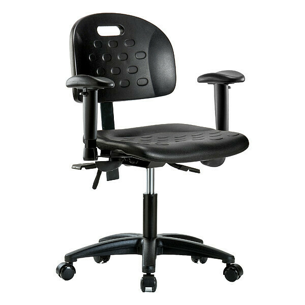 Blue Ridge Ergonomics Ergonomic Chair, 17-1/4" to 22-1/2" Height, Adjustable Arms, Black BR-HPDHCH-RG-T1-A1-RC-BLK