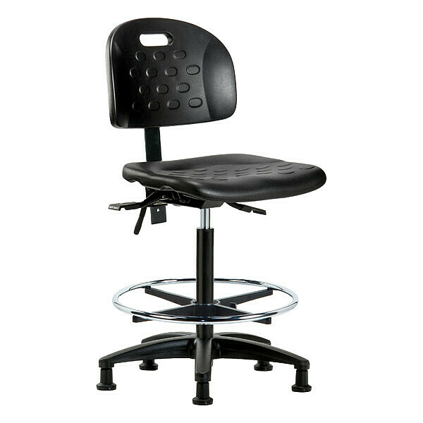 Blue Ridge Ergonomics Fabric High Bench Chair, 24-1/4" to 34", No Arms, Black BR-HPHBCH-RG-T1-A0-CF-RG-BLK