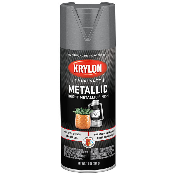 Krylon Metallic Spray Paint, Dull Aluminum, Metallic, 11 oz K01403777
