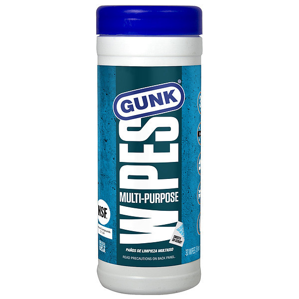 Gunk All Purpose Cleaning Wipes, Canister, Metal, Plastic, Vinyl